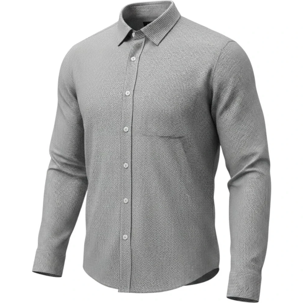 Amazon Essentials Button Down Shirt Mens XL Grey Gingham Regular Fit Cotton LS